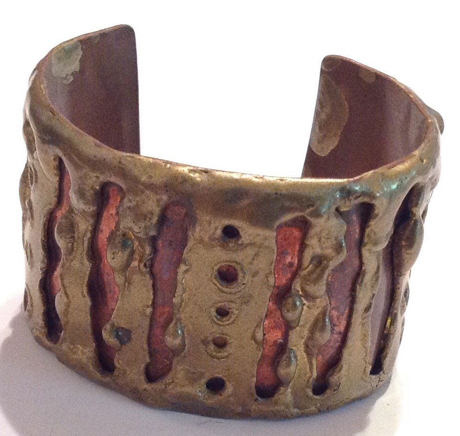 Estate vintage brutalist copper brass cuff bracelet (1 of 4)