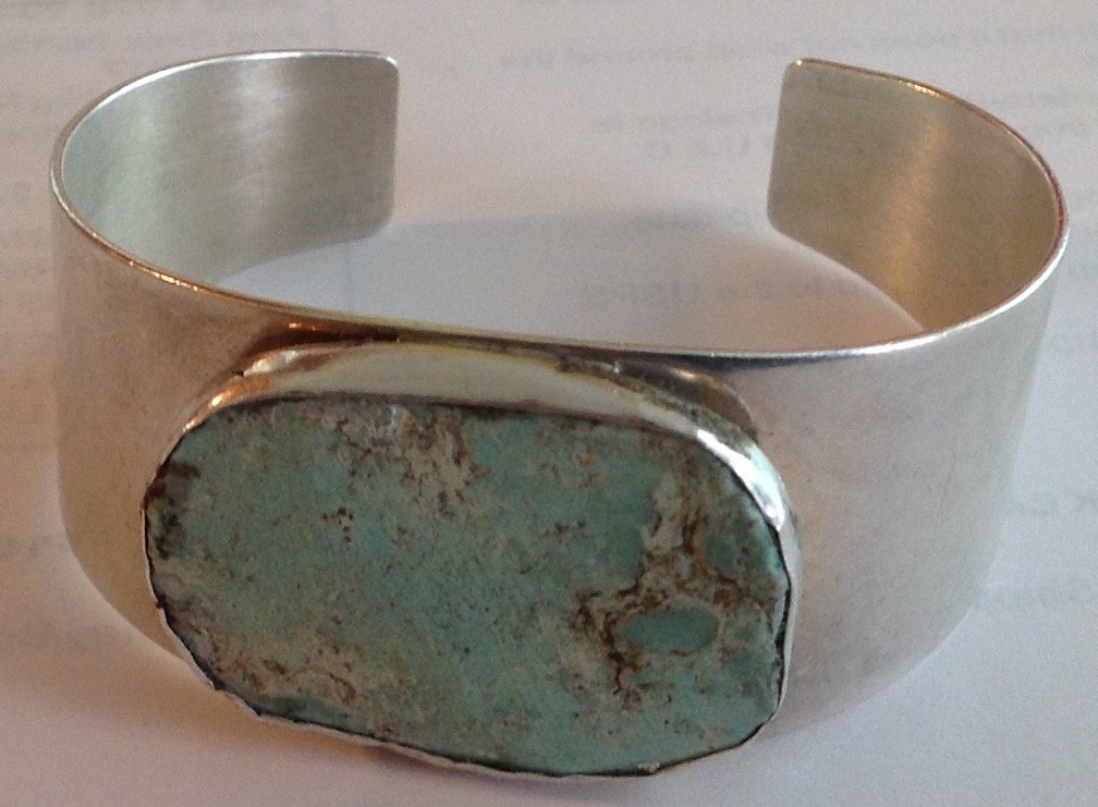 Estate large native Sterling turquoise cuff bracelet (1 of 4)