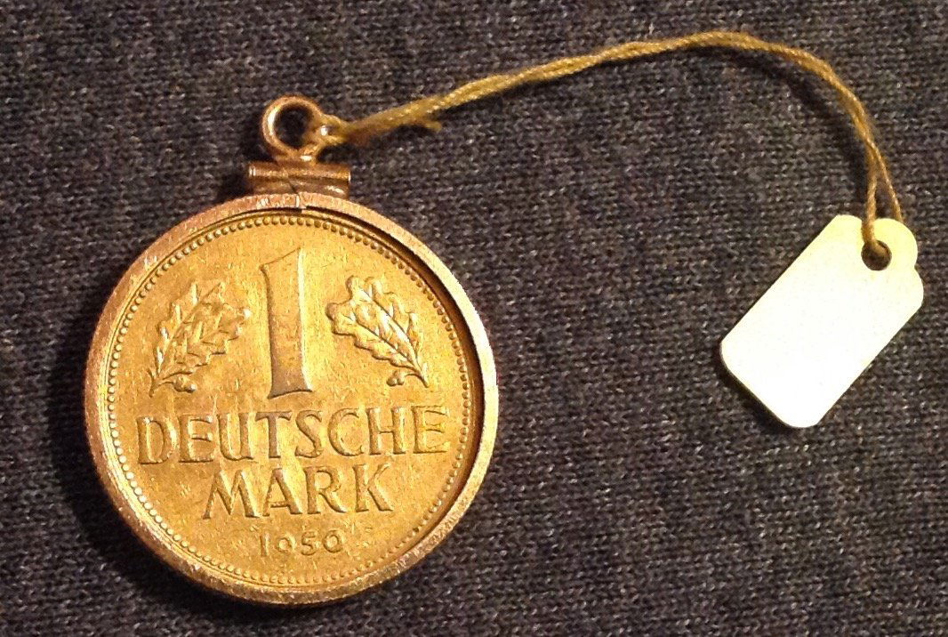 Estate vintage 1950 gold tone German coin (1 of 3)