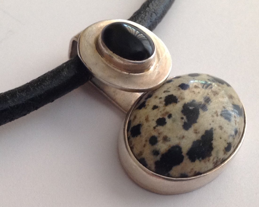 Estate Silpada sterling onyx Dalmatian jasper pendant (1 of 5)