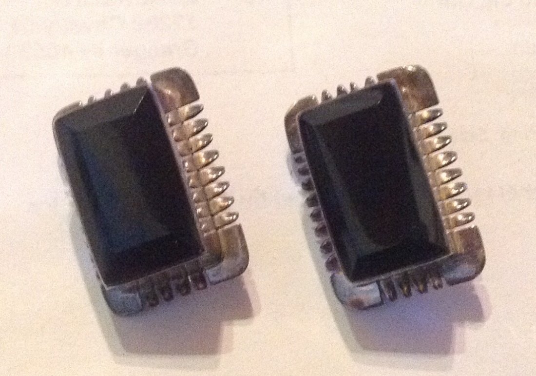 Estate antique sterling silver onyx earrings: Estate item. Marked. 925 Mexico. Tested. Sterling. Size. See pics. 21.4 grams