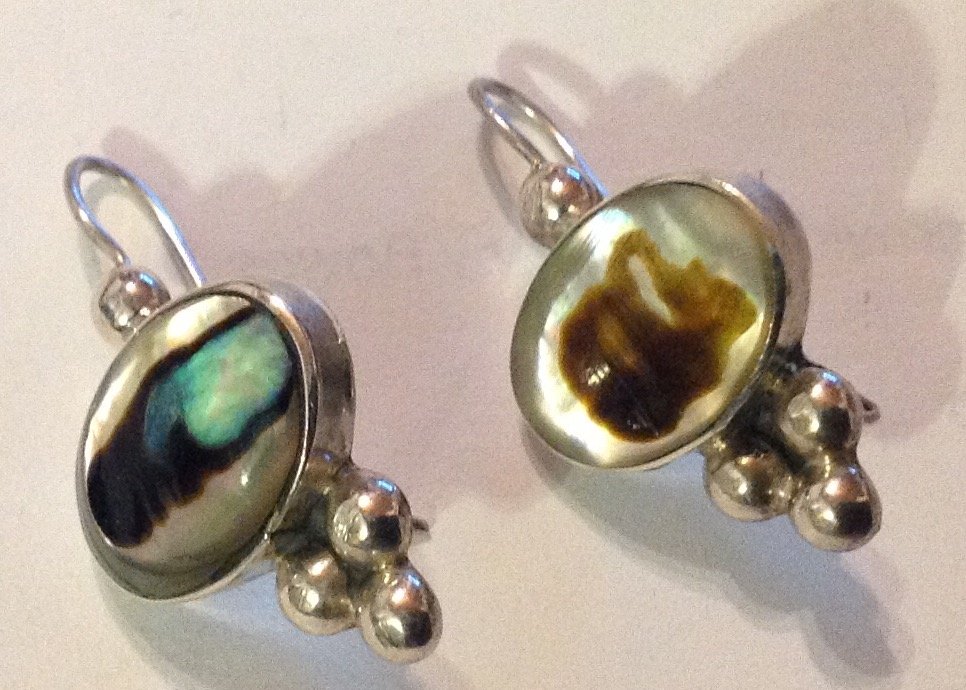 Estate vintage ATI sterling abalone earrings (1 of 3)