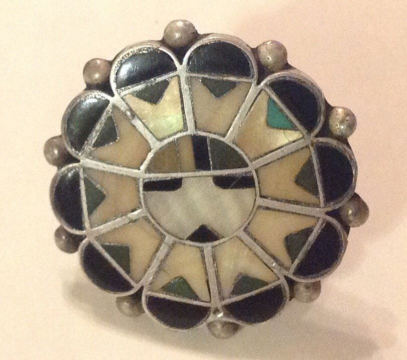 Estate Zuni sterling multi stone inlay ring (1 of 3)