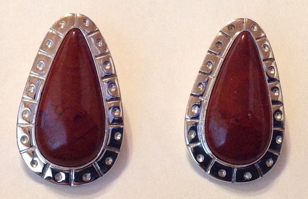 Estate Native Jay King sterling red jasper earrings (1 of 3)