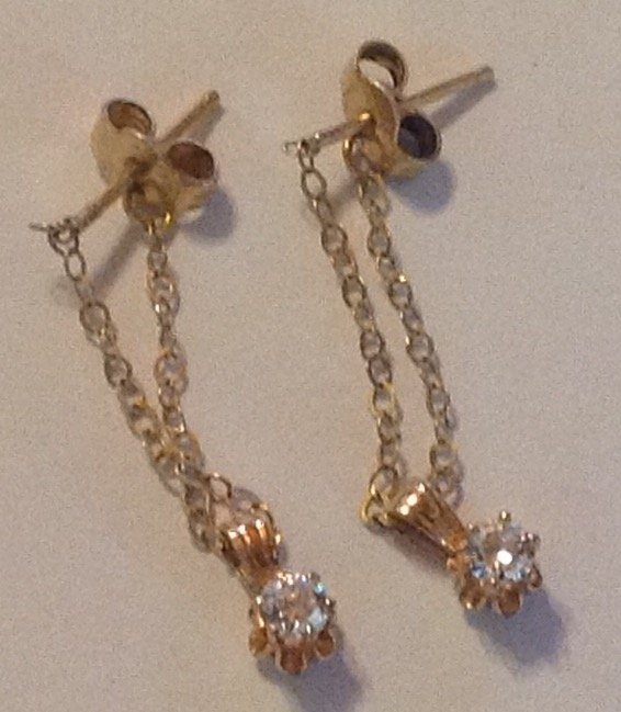 Estate vintage 14k gold dangle chain earrings (1 of 4)