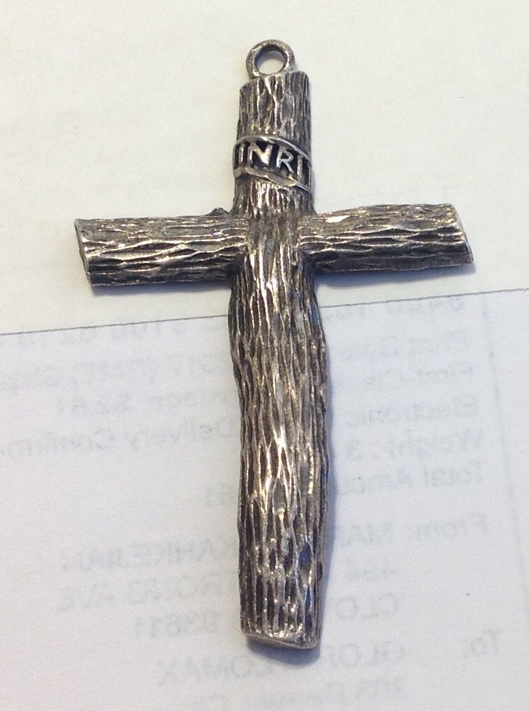 Estate old Sterling silver cross large pendant (1 of 3)