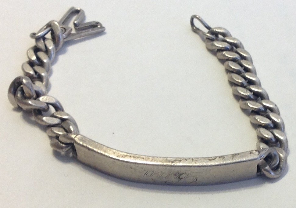 Estate old sterling heavy monogrammed link bracelet (1 of 3)