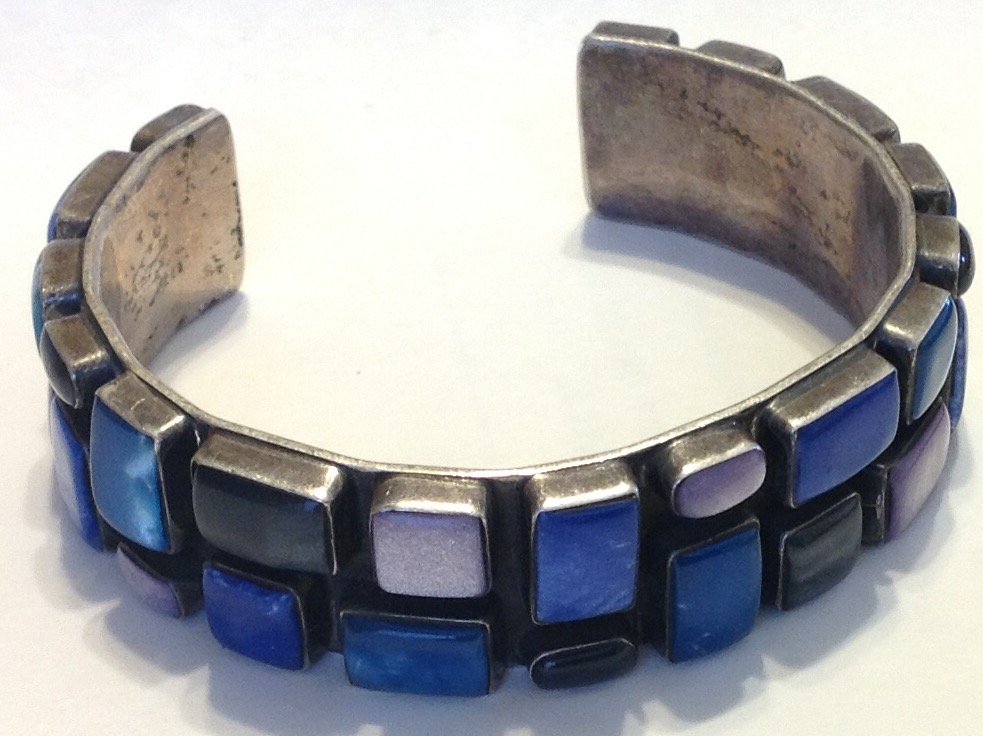 Estate vintage Huge Mexico sterling cuff bracelet (1 of 3)