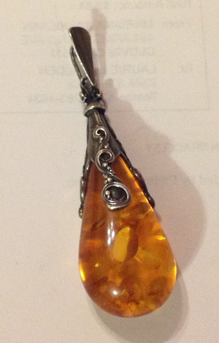 Estate Antique sterling Baltic Amber huge pendant (1 of 3)