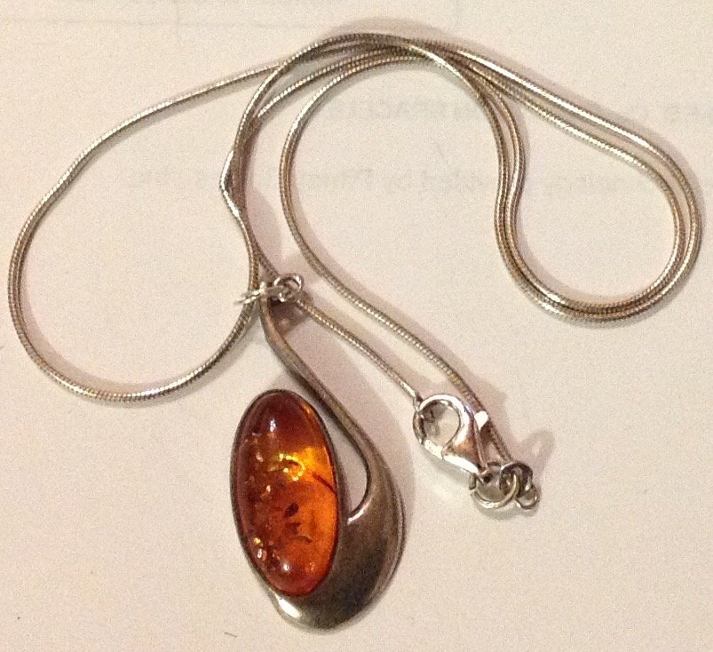 Estate Old sterling Baltic Amber huge pendant necklace (1 of 3)
