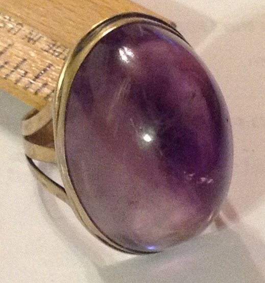 Estate antique sterling amethyst huge ring (1 of 3)