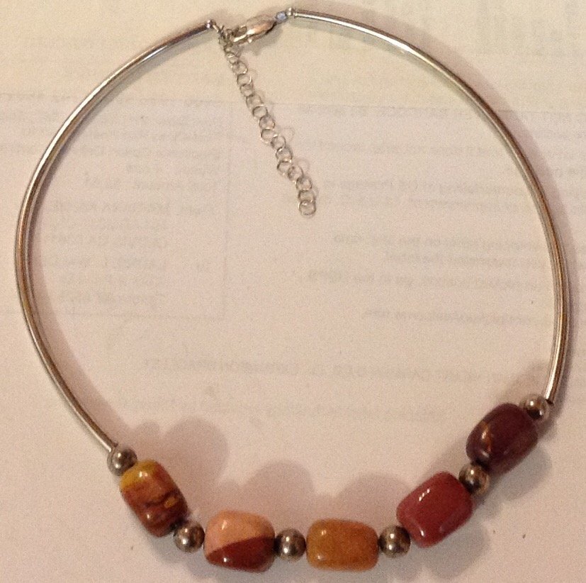 Estate vintage sterling agate stones choker necklace (1 of 3)