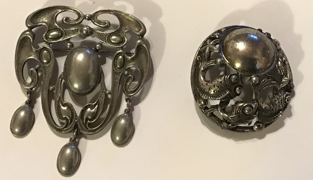 Estate Antique metal alloy Scandinavian brooches: Estate items. Marked. None . Size. See pics.
