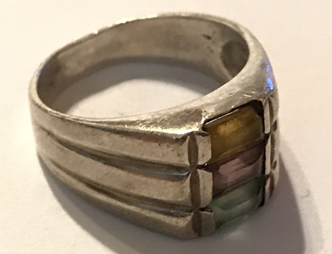 Estate old vintage sterling multi gemstone ring (1 of 3)