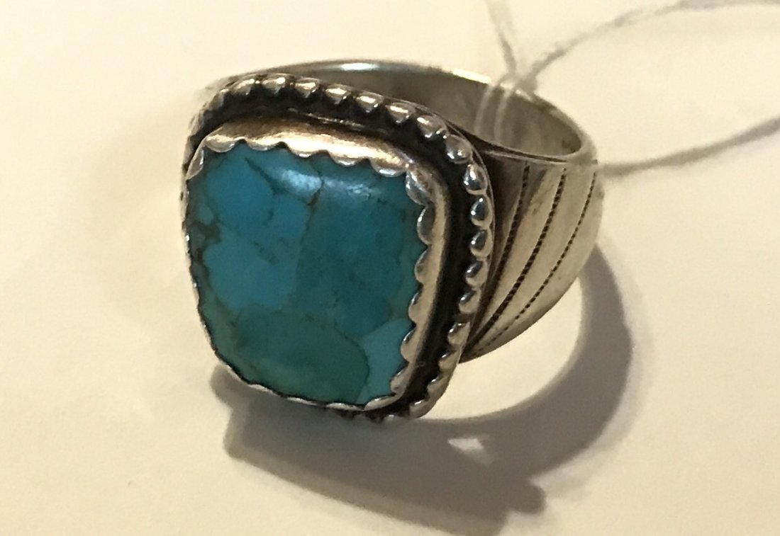 Estate large Herbert Tsosie terling turquoise ring (1 of 3)