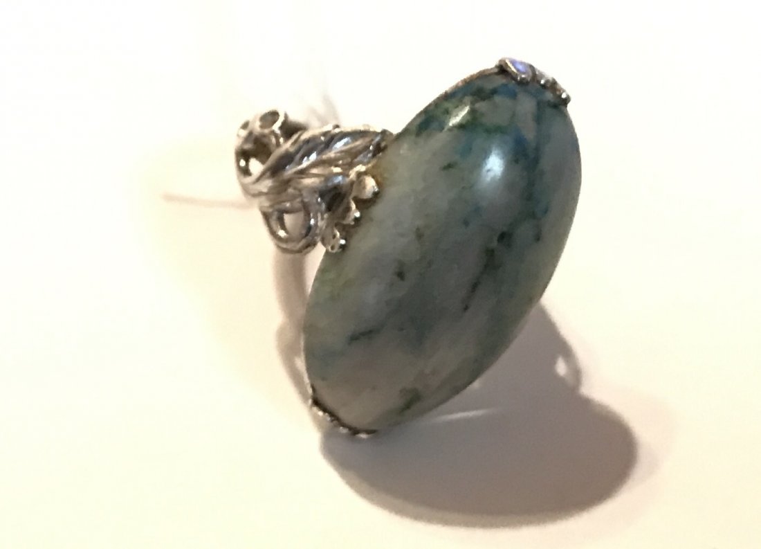Estate Old Clark & Coombs Sterling moss agate ring (1 of 4)