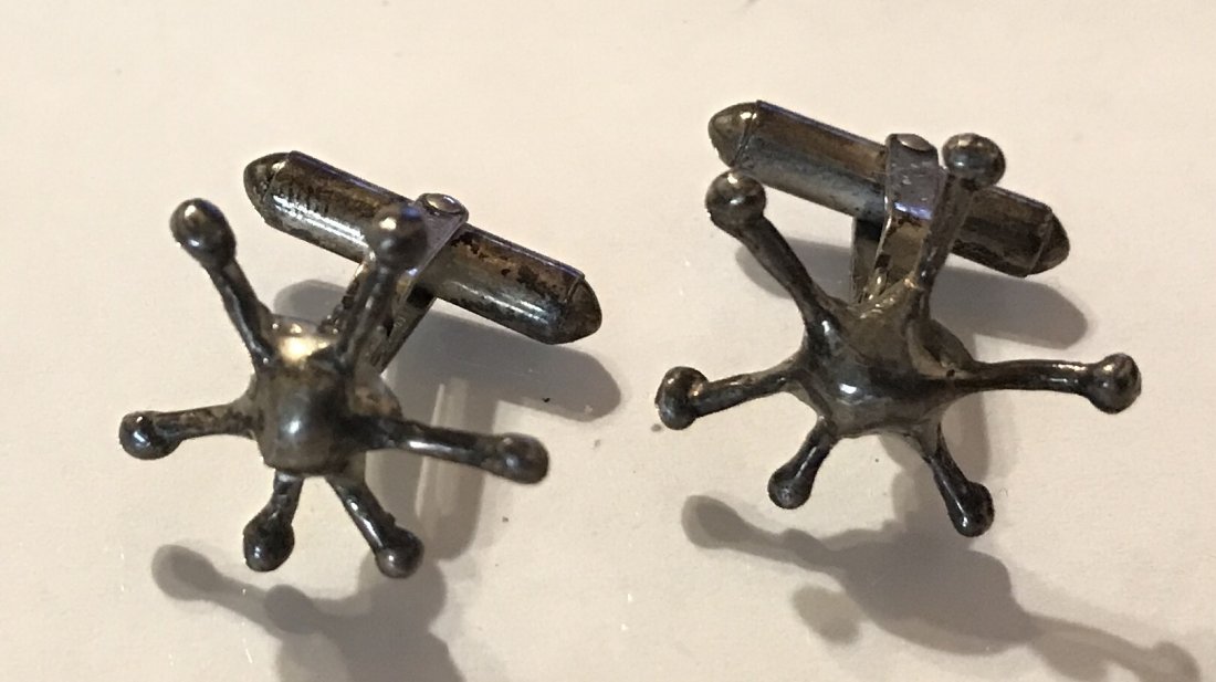 Estate vintage sterling Brutalist handmade cuff links (1 of 3)