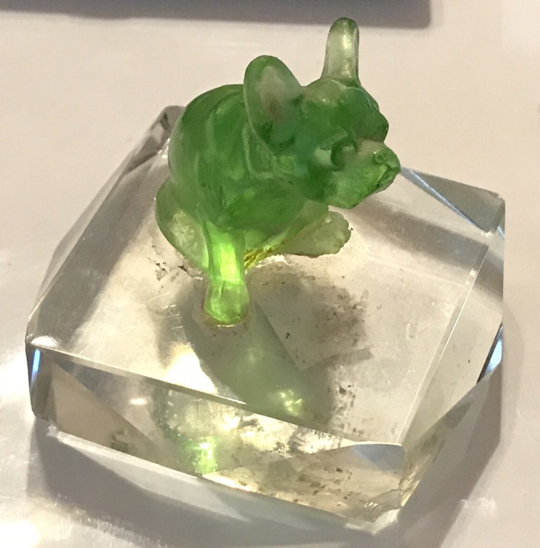 Estate old antique Czech glass French bulldog: Estate items. Marked. N/A . . Size. See pics. Paperweight.