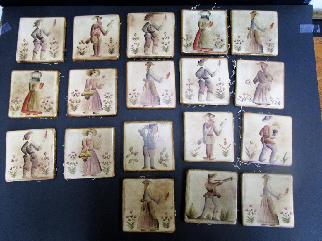18th century hand painted stoneware tiles (1 of 3)