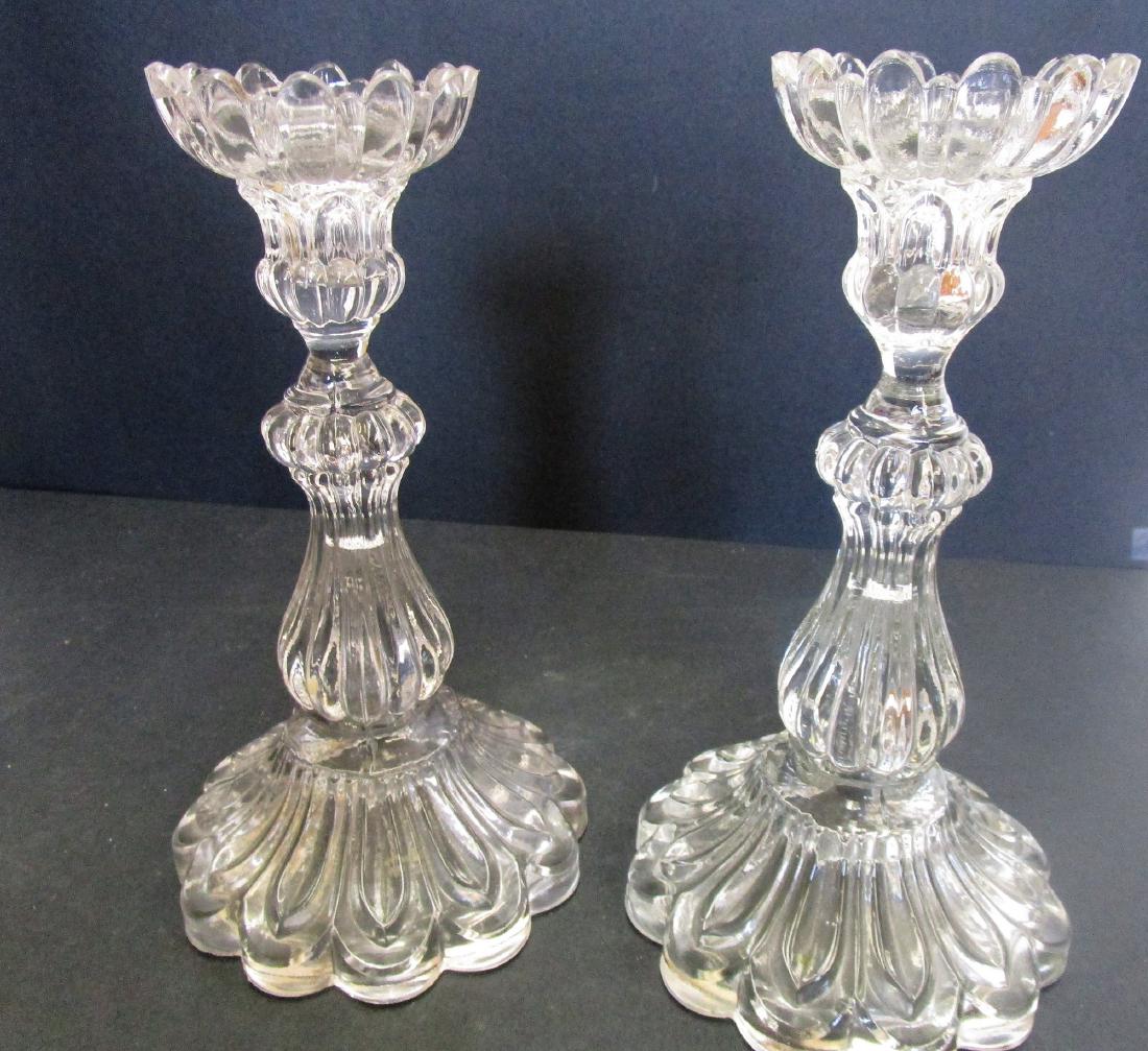Pr. Pressed Glass Candlestick 10-1/2" high (1 of 3)
