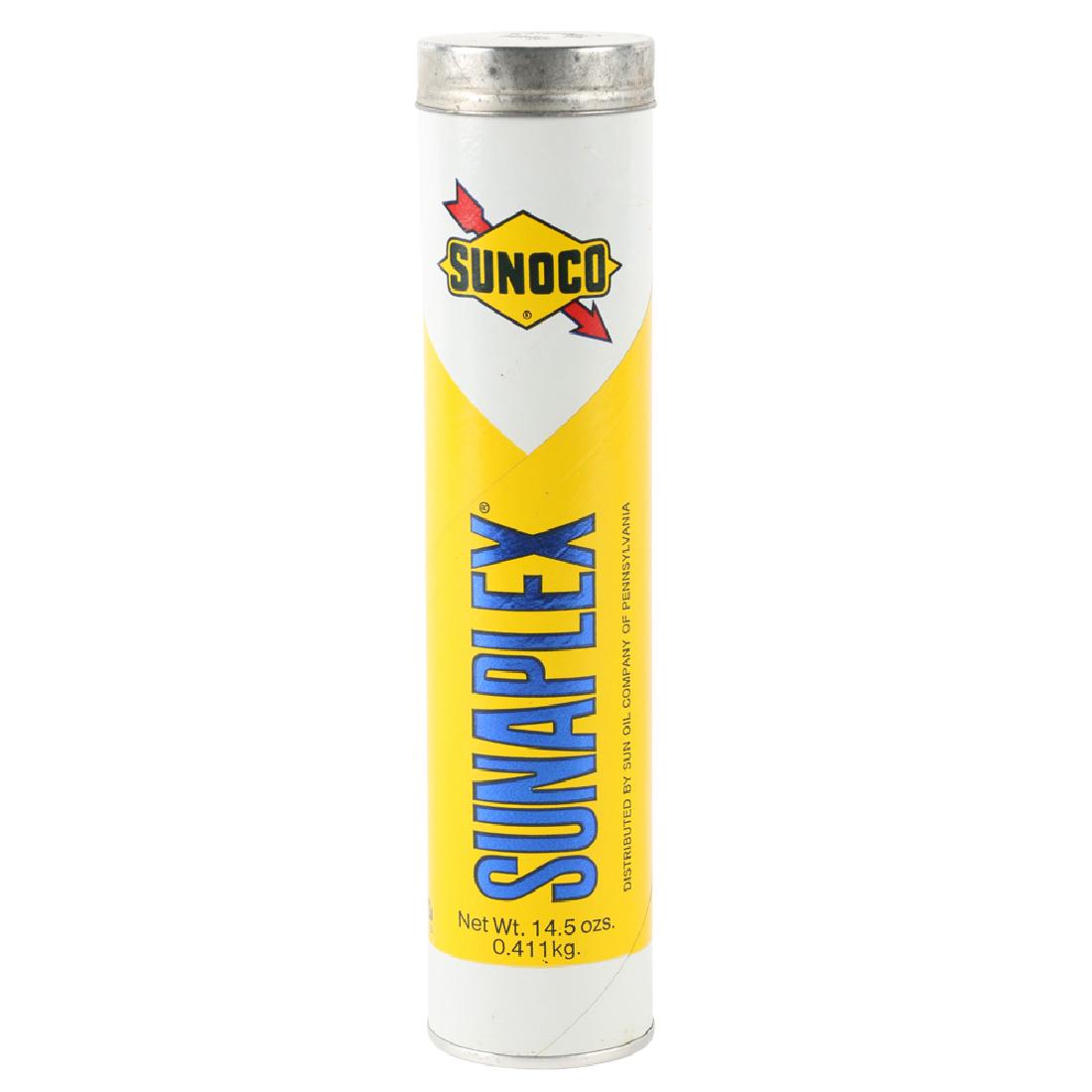 Cardboard Sunoco “SUNAPLEX” Multi-Purpose Grease Gun: Measures 9.25” x 2”. Original embossed “SUNAPLEX” cap. This is a new old stock tube that was never used and still contains the original product. It exhibits virtually no signs of wear or use.