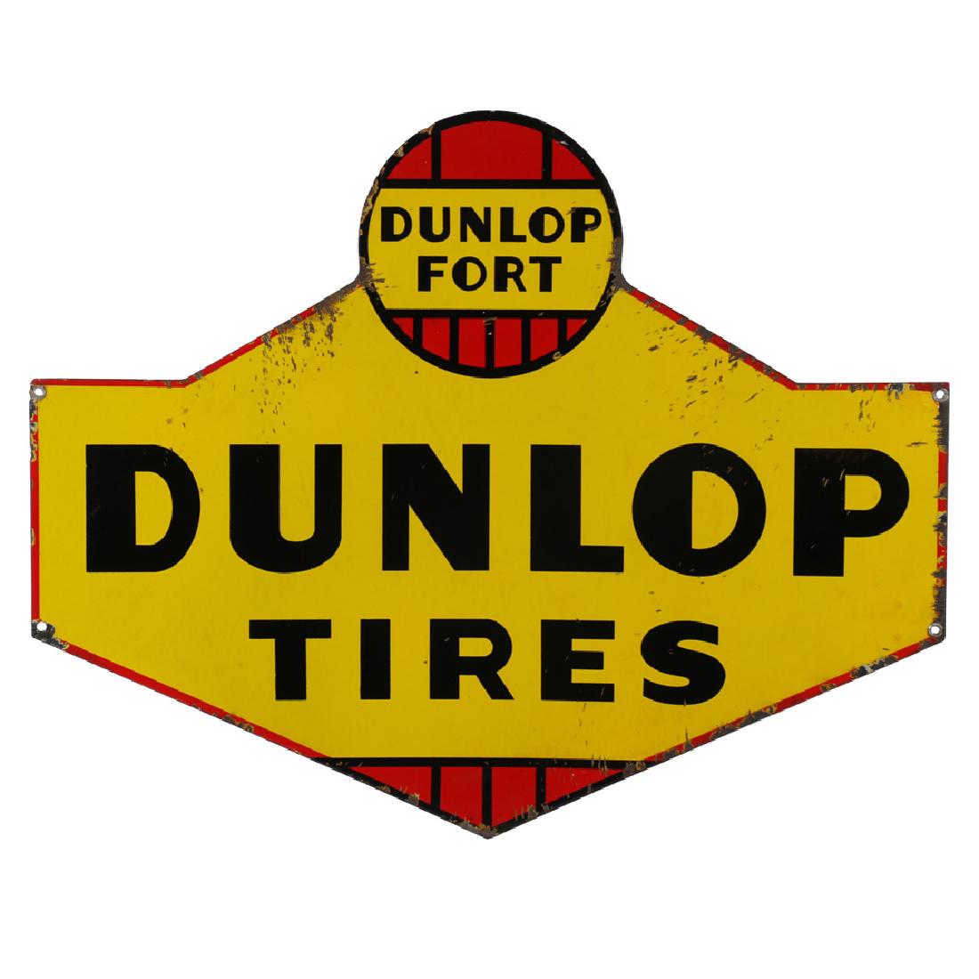1930’s Single-Sided Dunlop Tires Porcelain Sign (1 of 3)