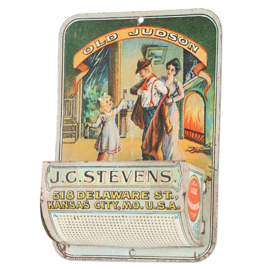 Early J.C Stevens “Old Judson” Whiskey Tin Litho Match (1 of 9)