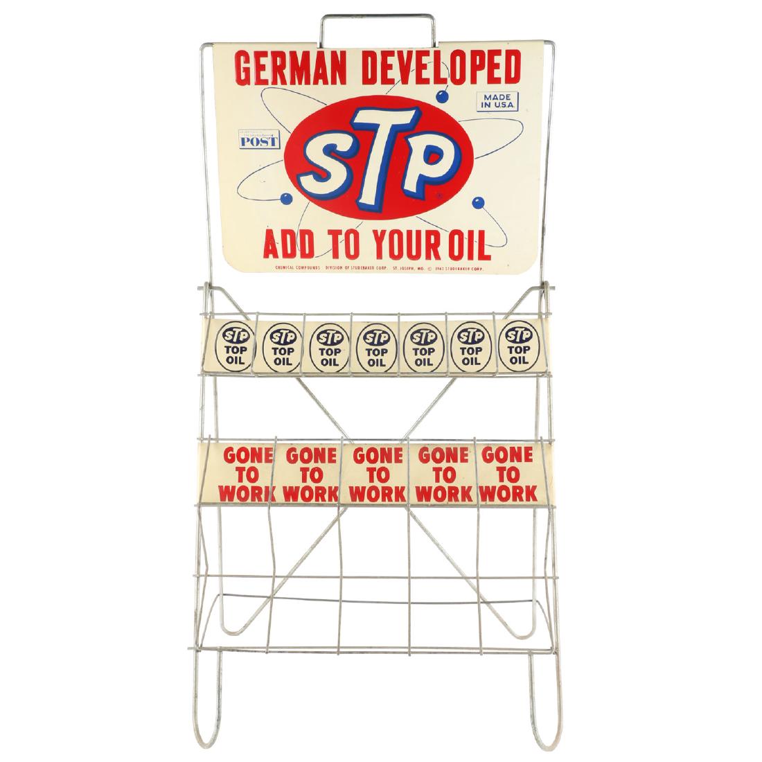 1962 “STP” Oil Additive Embossed Tin Product Display (1 of 6)