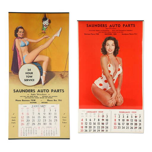 Pair (2) 1958 & 1959 Saunders Auto Parts Watford, On