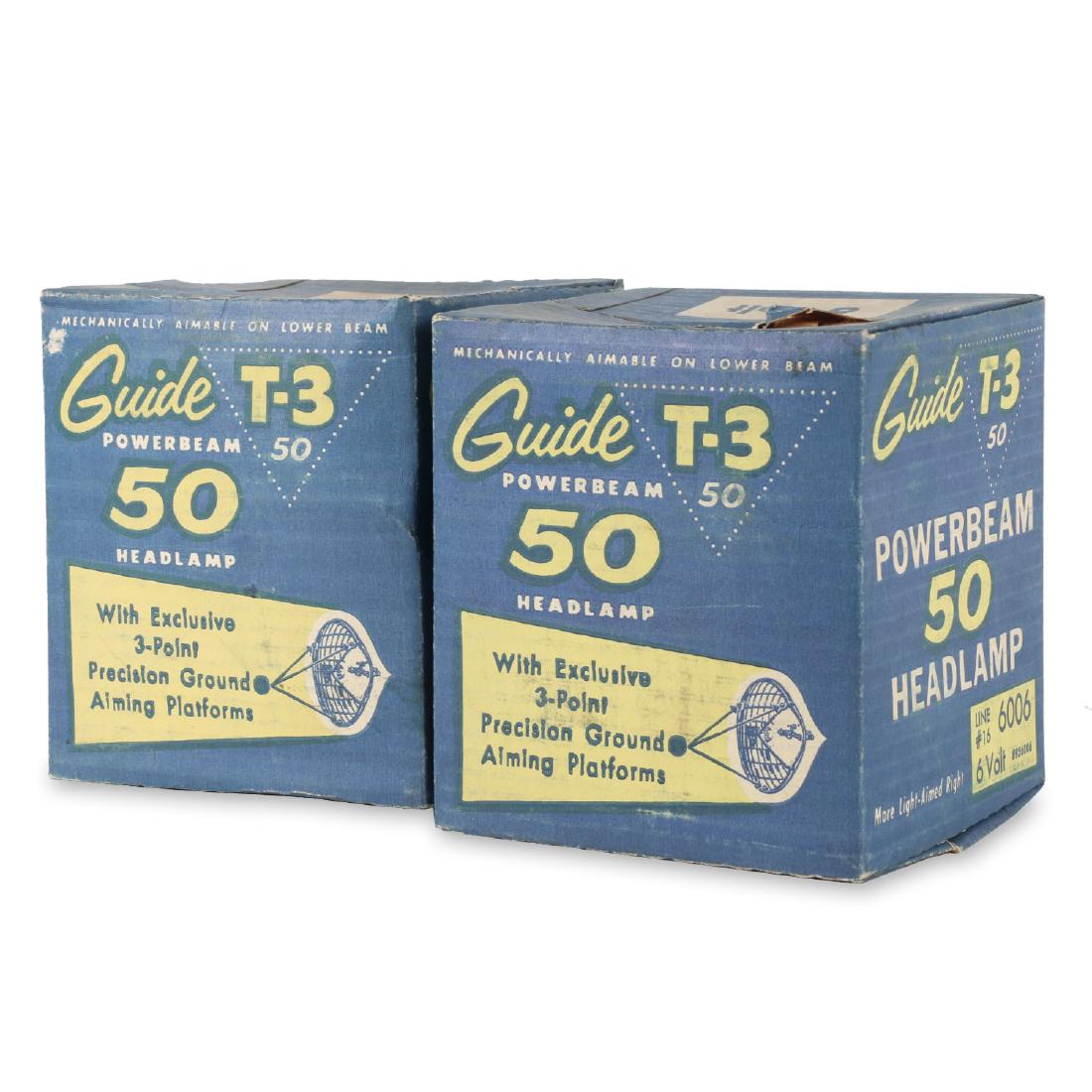 Pair (2) Boxed NOS Guide “T-3” Powerbeam 50 Sealed Beam (1 of 5)