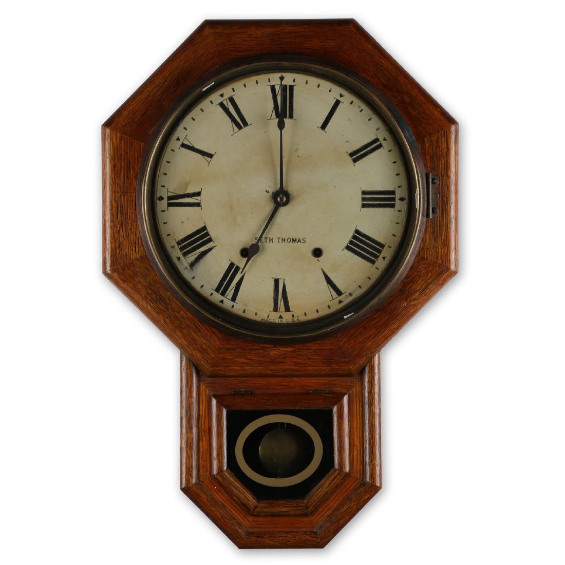 Seth Thomas "School House" Drop Octagon Wall Clock Oct 07, 2017