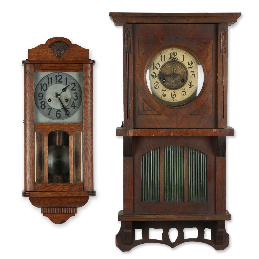 Pair (2) C. 1930s German Wall Clocks (1 of 10)
