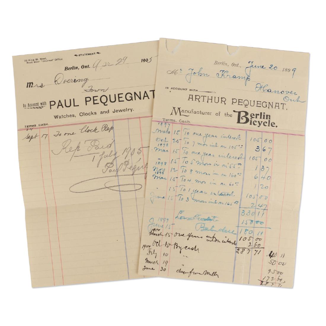 Two (2) Paul Pequegnat (Berlin Bicycle) Invoices (1 of 5)