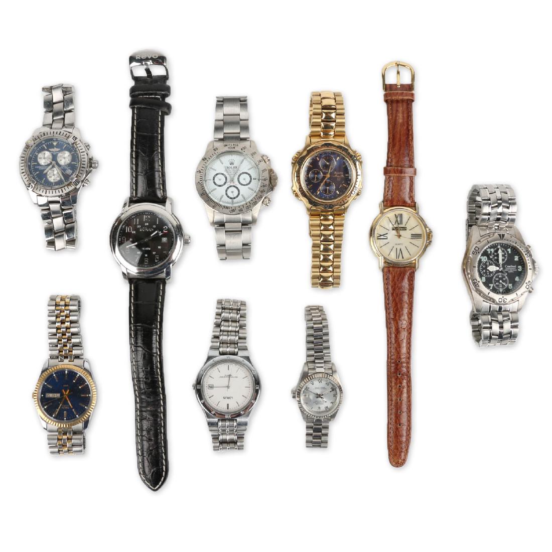 Nine (9) Contemporary Wristwatches Incl. Rolex Replicas (1 of 10)