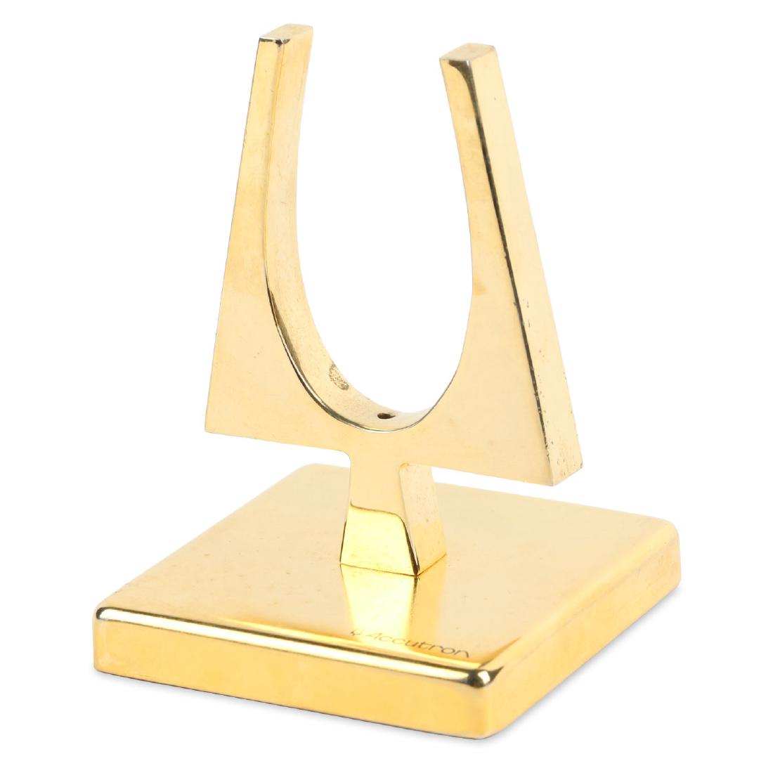 1970’s Bulova Accutron Brass Jeweller’s Display Logo: Solid polished brass. Felt bottom. 1960’s, 70’s Spaceview-era. This would have been used along with watches in a jewellers display case.