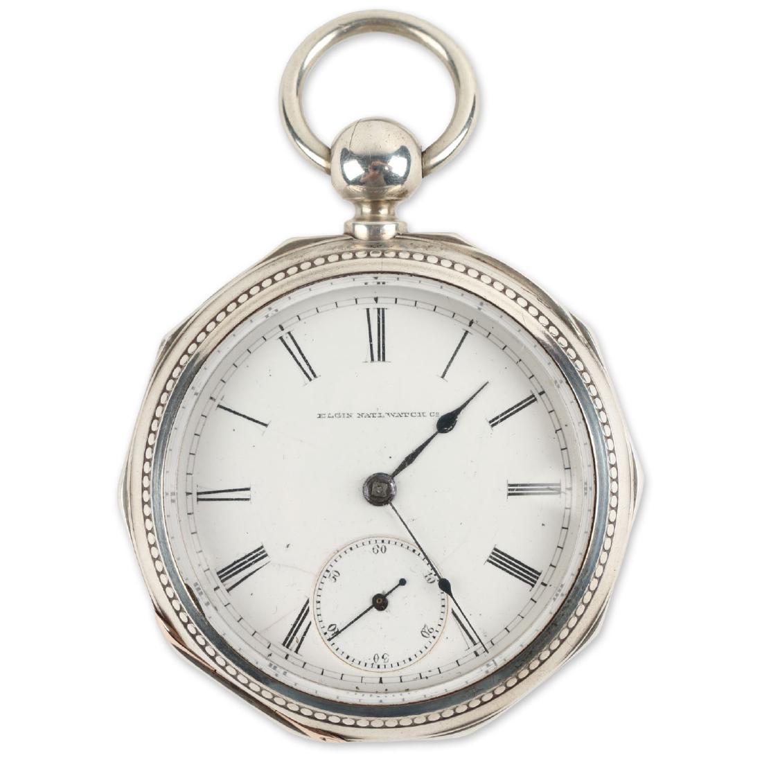 18S Elgin J.T Ryerson Coin Silver Key Wind Pocket Watch (1 of 9)