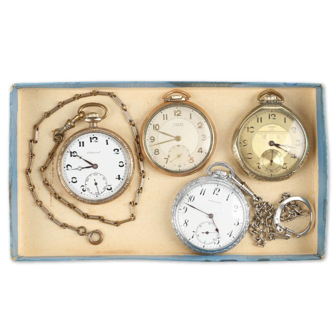 Four (4) 6S Swiss Pocket Watches & Chains (1 of 10)