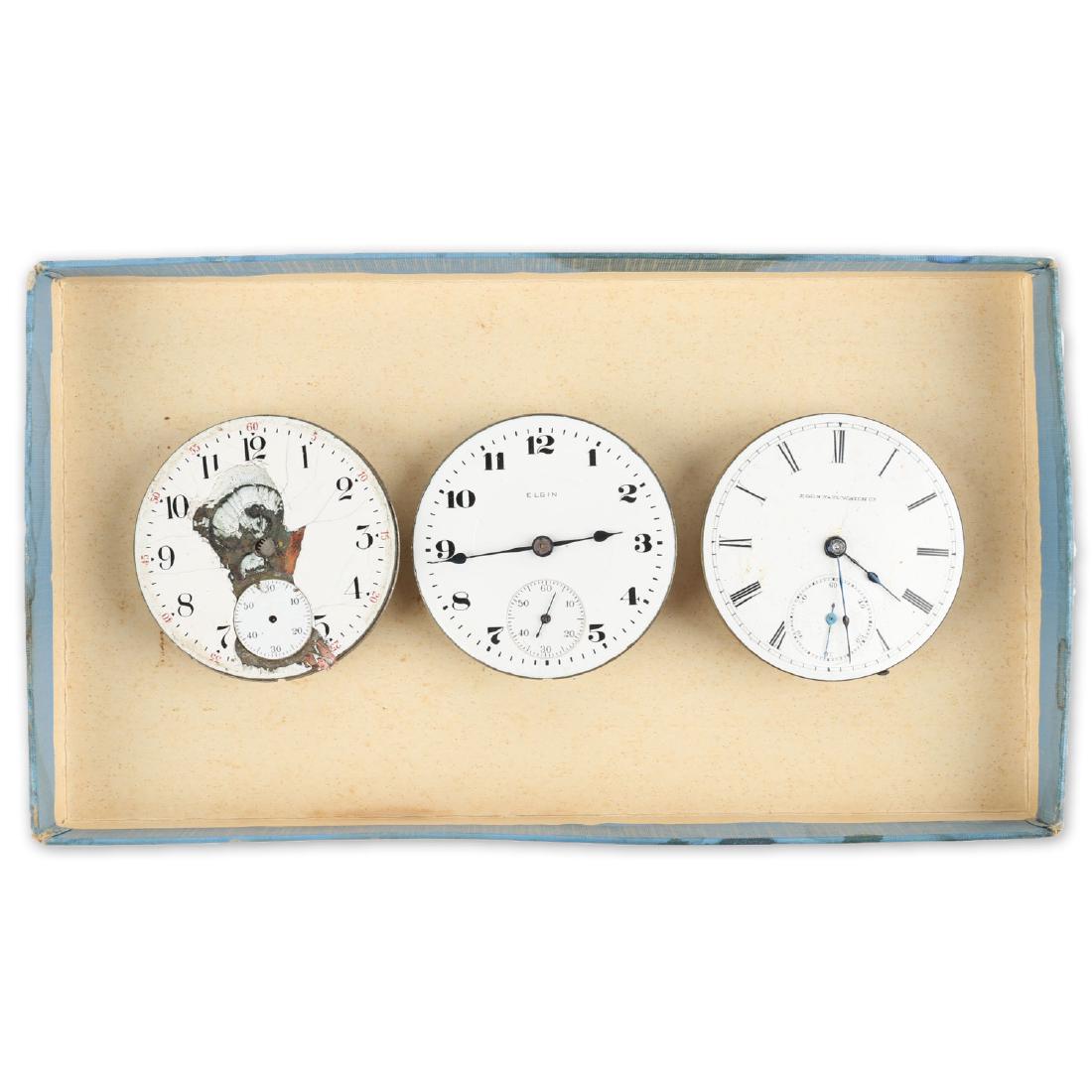 Three (3) 18S Elgin Pocket Watch Movement Assemblies (1 of 7)