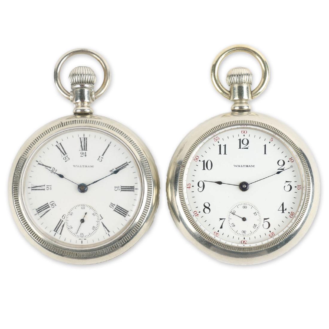 Two (2) 18S Waltham 1883 Model Nickel Silver Pocket (1 of 7)