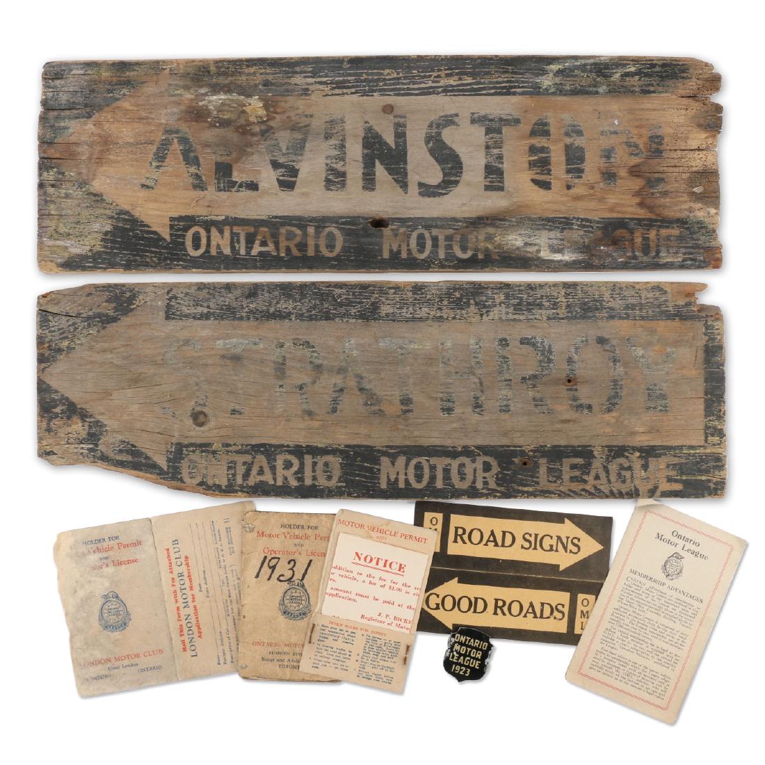 Ontario Motor League Signs & Ephemera