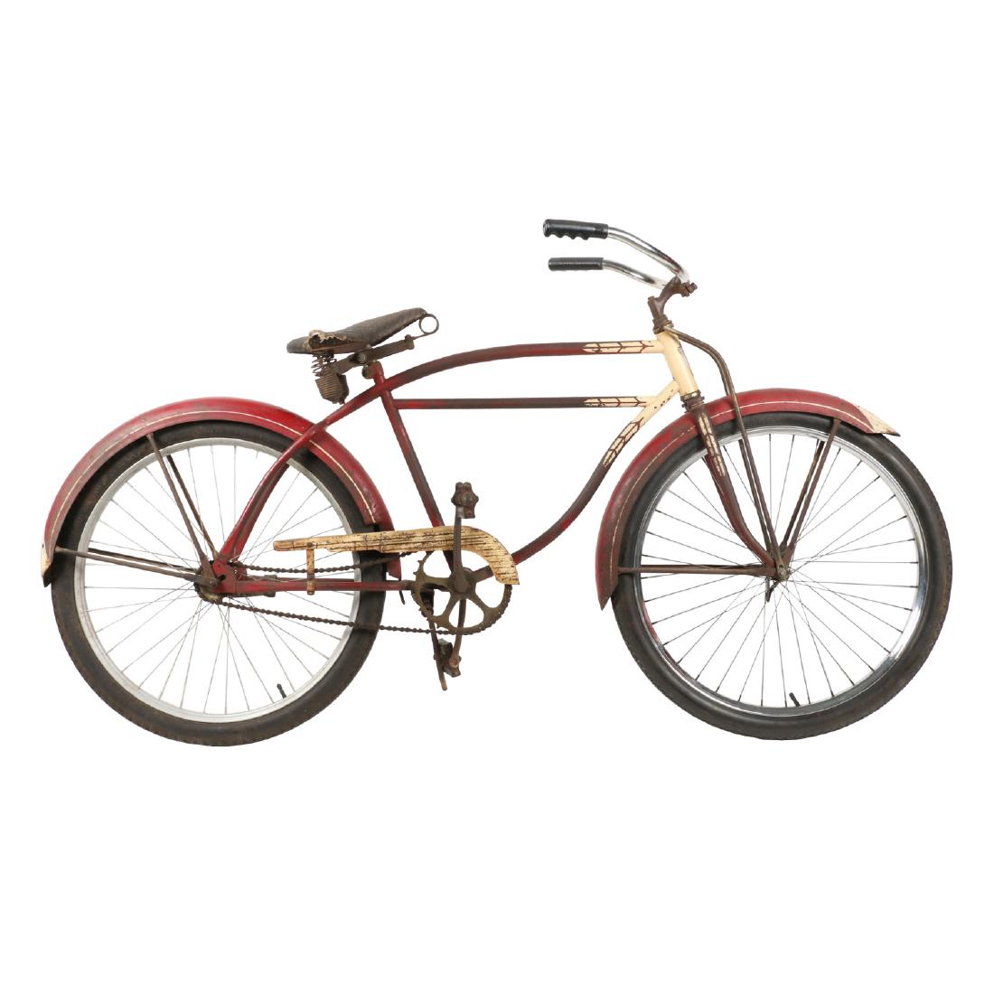 Goodyear Balloon-Tire Bicycle: American. Marathon. Menâ€™s. 33â€ x 66â€. Untouched original. Mismatched rims. Retains original Goodyear â€œDouble Eagleâ€œ balloon tires. Front fender light not present. $200-300.