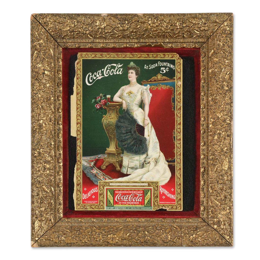 Coca-Cola Magazine Premium: American. Marked, "Published by Wolf & Co., Philadelphia From Photo Copyright by DuPont, 1904" lower edge. 9.5" x 6.75". Open edge and corner tears. 1" border missing along lower edge. $100-200.