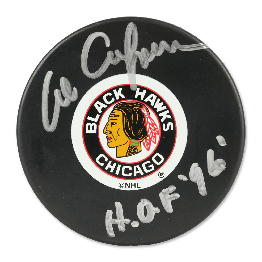 Al Arbour Signed Hockey Puck: HHOF 96. Chicago Blackhawks .