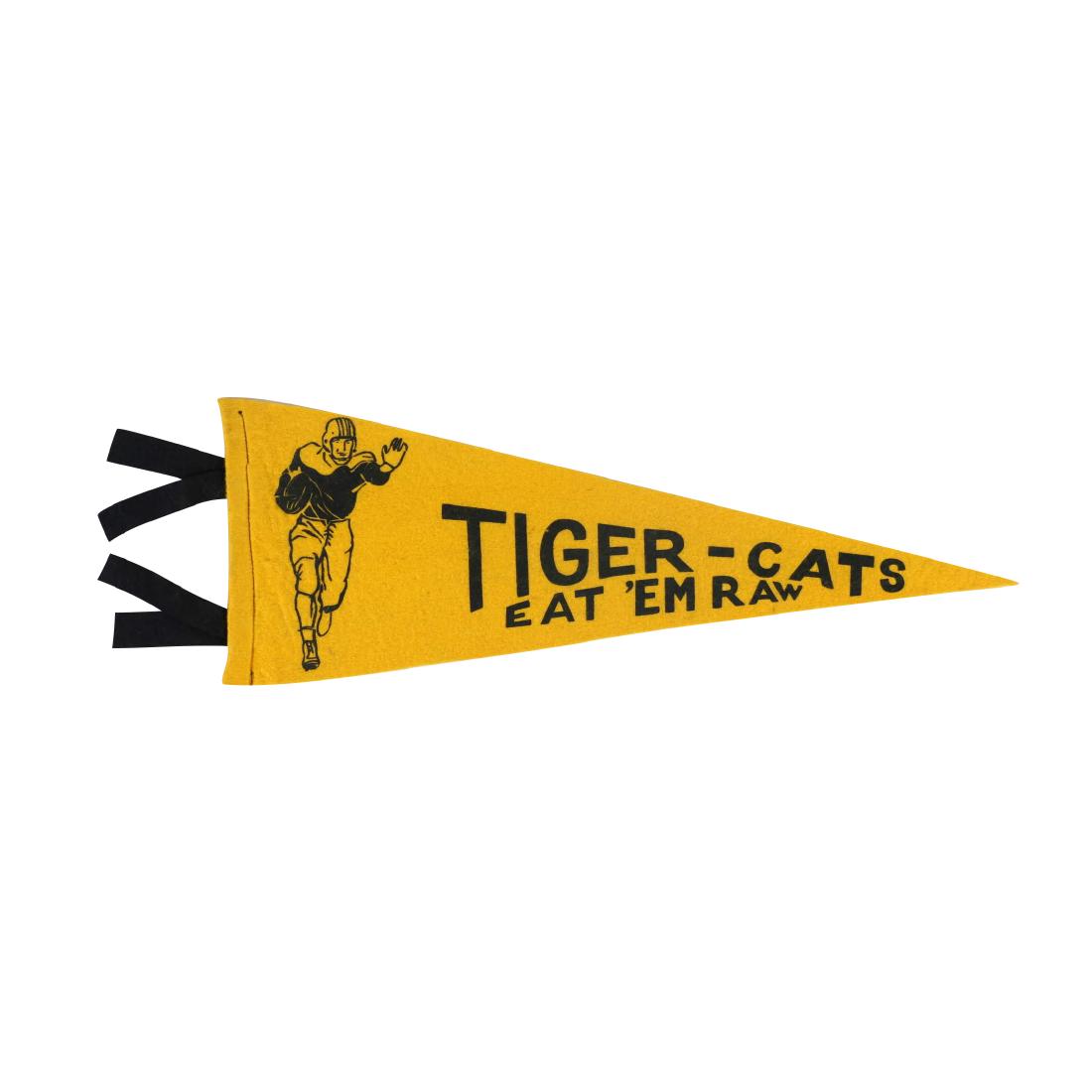 Vintage Hamilton Tiger Cats Pennant: EAT'EM RAW" 20" x 7