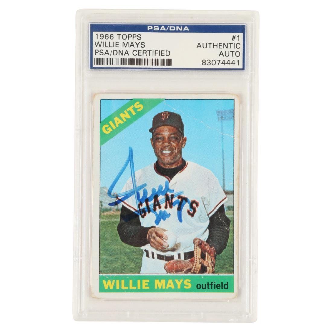 1966 Topps #1 Willie Mays Signed Baseball Card (1 of 2)