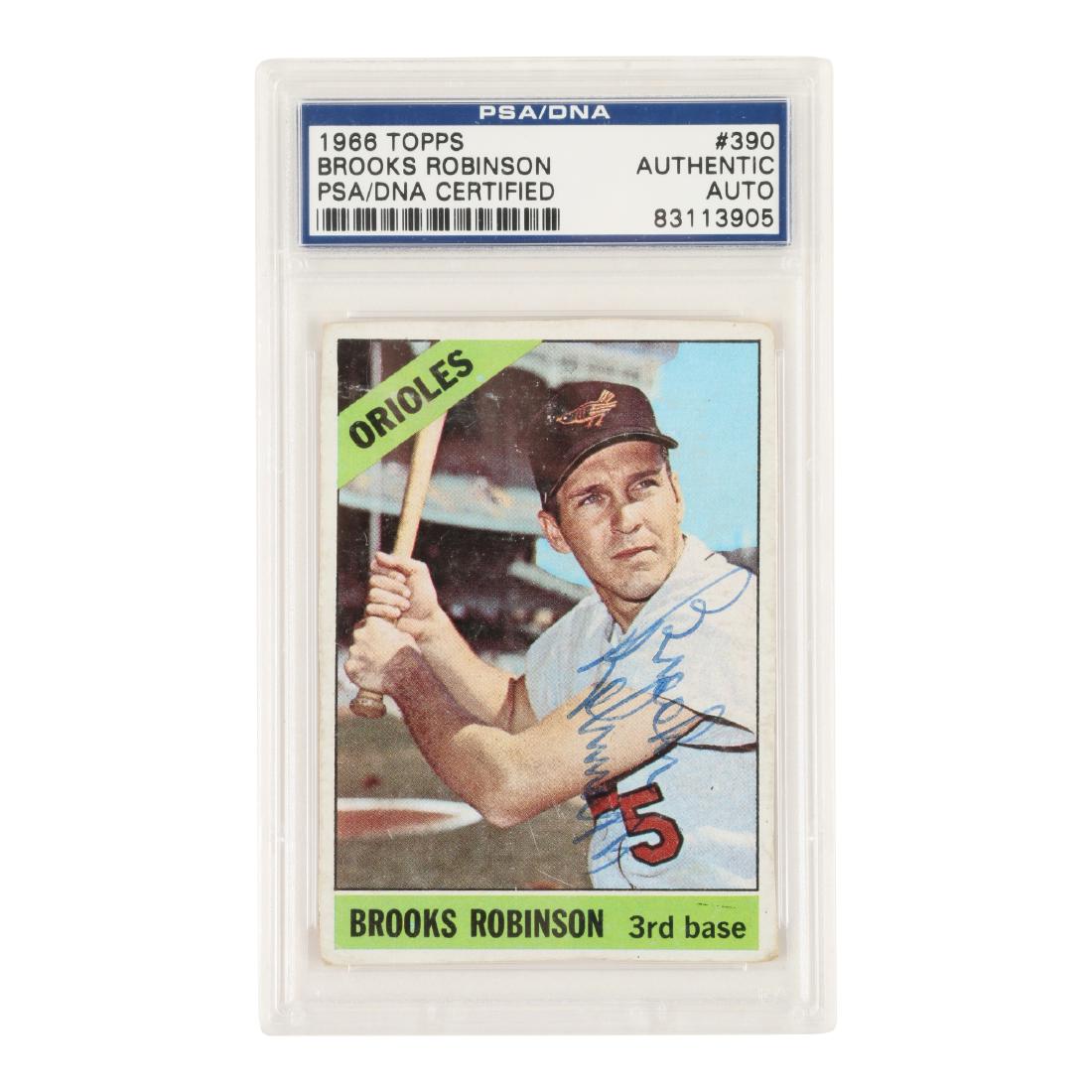 1966 Topps #390 Brooks Robinson Signed Baseball Card (1 of 2)
