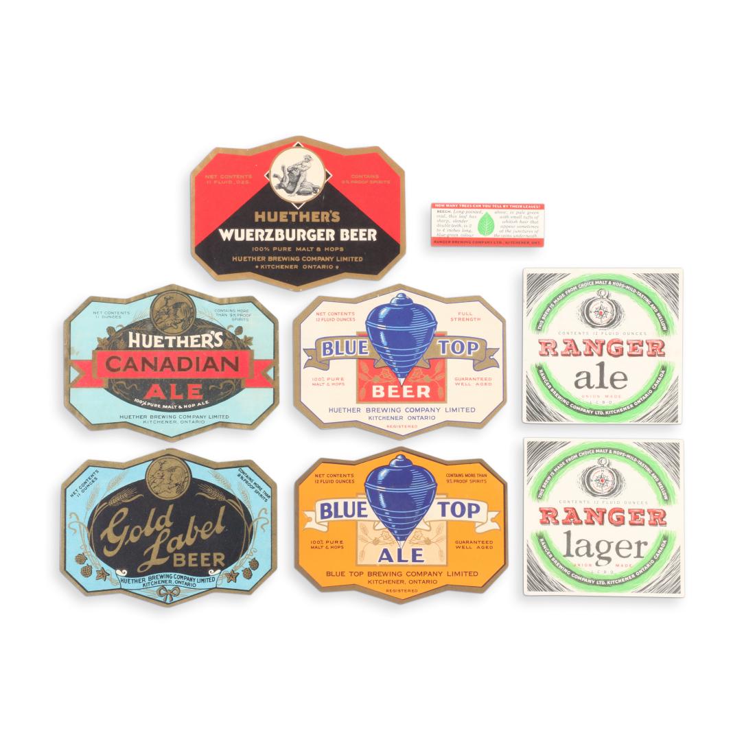 Kitchener Ontario Beer Labels: 1" to 3.5" Very Good. Minor wear, cockling. 25-75
