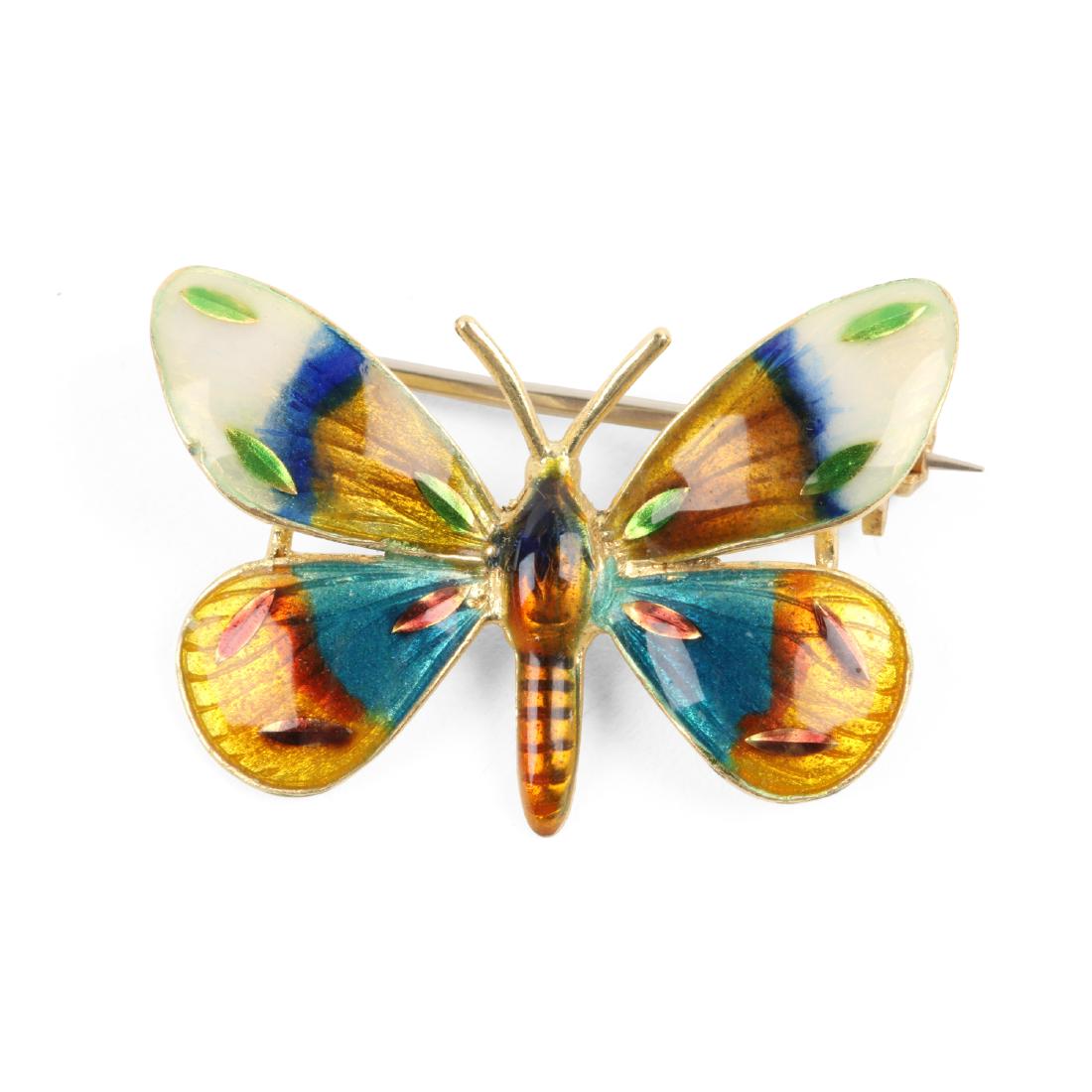 A Danish Enameled 18K Butterfly Pin (1 of 5)