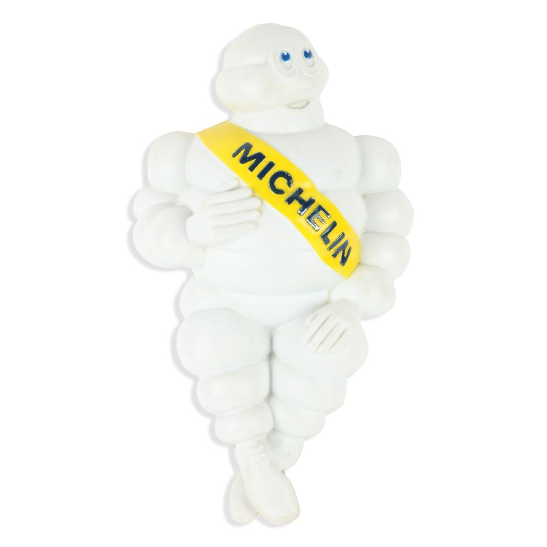 Michelin Tires Bibendum Advertising Figure: American. 17.5" x 10" x 8". Minor discolouration, soil. No cracks, No touch ups or restoration. Retains original mounting flange. 200-300.