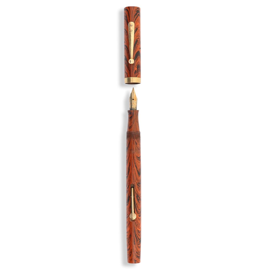 Waterman's 52 "Red Ripple" Fountain Pen: Canadian. Loose lever.